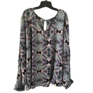 Ashley Stewart Poncho Style Blouse Geometric Print size 26/28